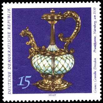 15 Pf Briefmarke: Grünes Gewölbe Dresden, Prunkkanne