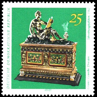 25 Pf Briefmarke: Grünes Gewölbe Dresden, Schreibzeugkästchen 25 Pf Briefmarke: Grünes Gewölbe Dresden, Schreibzeugkästchen