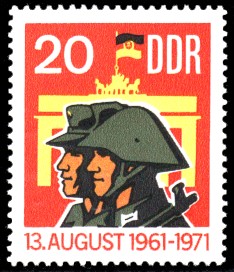 20 Pf Briefmarke: 10 Jahre antifaschistischer Schutzwall, 13.August 1961
