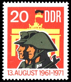 20 Pf Briefmarke: 10 Jahre antifaschistischer Schutzwall, 13.August 1961 20 Pf Briefmarke: 10 Jahre antifaschistischer Schutzwall, 13.August 1961