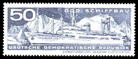 50 Pf Briefmarke: DDR-Schiffbau, Expeditionsschiff