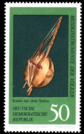 50 Pf Briefmarke: Musikinstrumente der Völker, Kasso 50 Pf Briefmarke: Musikinstrumente der Völker, Kasso