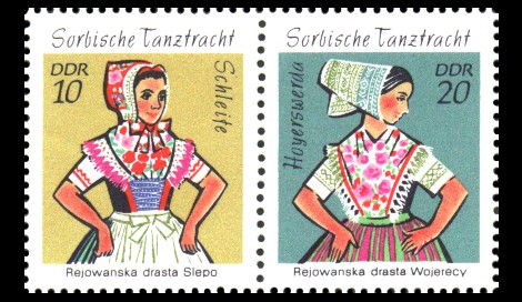  Briefmarke: Zusammendruck: Sorbische Tanztrachten