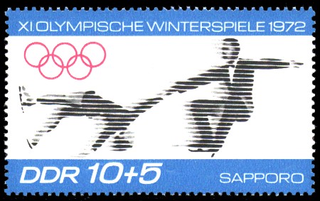 10 + 5 Pf Briefmarke: XI.Olympische Winterspiele 1972, Eiskunstlauf 10 + 5 Pf Briefmarke: XI.Olympische Winterspiele 1972, Eiskunstlauf