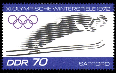 70 Pf Briefmarke: XI.Olympische Winterspiele 1972, Skispringen 70 Pf Briefmarke: XI.Olympische Winterspiele 1972, Skispringen