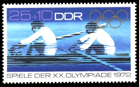 25 + 10 Pf Briefmarke: Spiele der XX. Olympiade 1972 25 + 10 Pf Briefmarke: Spiele der XX. Olympiade 1972