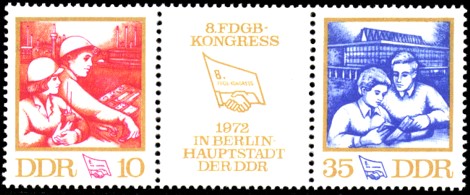  Briefmarke: Zusammendruck: 8. FDGB-Kongress