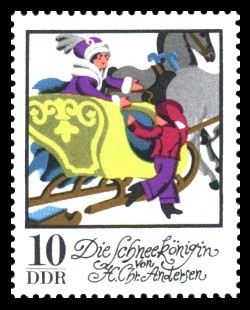 10 Pf Briefmarke: Wintermärchen - Die Schneekönigin