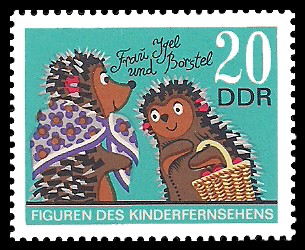 20 Pf Briefmarke: Figuren des DDR Kinderfernsehens, Borstel 20 Pf Briefmarke: Figuren des DDR Kinderfernsehens, Borstel