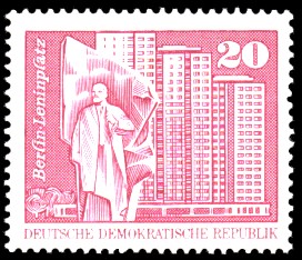 20 Pf Briefmarke: Sozialistischer Aufbau in der DDR, Berlin Leninplatz 20 Pf Briefmarke: Sozialistischer Aufbau in der DDR, Berlin Leninplatz
