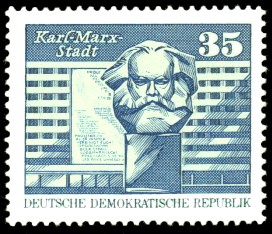 35 Pf Briefmarke: Sozialistischer Aufbau in der DDR, Karl Marx Stadt