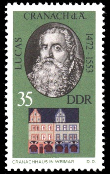 35 Pf Briefmarke: Historische Gedenkstätten in Weimar, Cranachhaus 35 Pf Briefmarke: Historische Gedenkstätten in Weimar, Cranachhaus