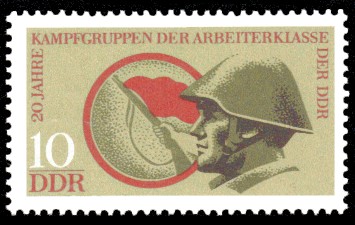 10 Pf Briefmarke: 20 Jahre Kampfgruppen der Arbeiterklasse der DDR 10 Pf Briefmarke: 20 Jahre Kampfgruppen der Arbeiterklasse der DDR