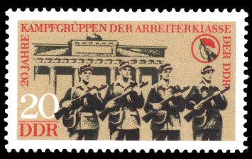20 Pf Briefmarke: 20 Jahre Kampfgruppen der Arbeiterklasse der DDR