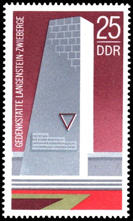 25 Pf Briefmarke: Gedenkstätte Langenstein-Zwieberge 25 Pf Briefmarke: Gedenkstätte Langenstein-Zwieberge