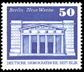 50 Pf Briefmarke: Sozialistischer Aufbau in der DDR, Neue Wache Bln 50 Pf Briefmarke: Sozialistischer Aufbau in der DDR, Neue Wache Bln