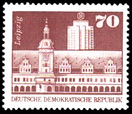 70 Pf Briefmarke: Sozialistischer Aufbau in der DDR, Leipzig