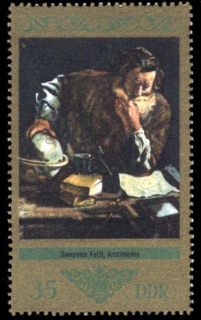 35 Pf Briefmarke: Dresdner Gemäldegalerie Alte Meister, Archimedes 35 Pf Briefmarke: Dresdner Gemäldegalerie Alte Meister, Archimedes