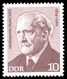 10 Pf Briefmarke: Verdienstvolle Persönlichkeiten der Arbeiterbewegung, Hermann Duncker 10 Pf Briefmarke: Verdienstvolle Persönlichkeiten der Arbeiterbewegung, Hermann Duncker
