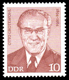 10 Pf Briefmarke: Verdienstvolle Persönlichkeiten der Arbeiterbewegung, Otto Grotewohl