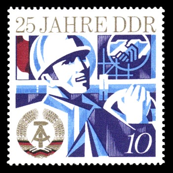 10 Pf Briefmarke: 25 Jahre DDR