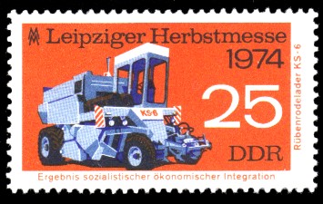 25 Pf Briefmarke: Leipziger Herbstmesse 1974, Rübenrodelader KS-6