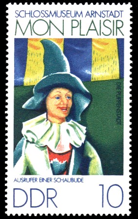 10 Pf Briefmarke: Mon plaisir, Schloßmuseum Arnstadt, Ausrufer