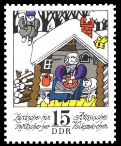 15 Pf Briefmarke: Wintermärchen - Zwitscher hin zwitscher her
