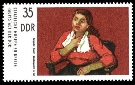 35 Pf Briefmarke: Gemälde aus Berliner Museen, Mädchenporträt in Rot