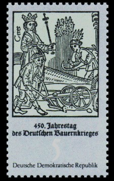 5 Pf Briefmarke: 450. Jahrestag des Deutschen Bauernkrieges