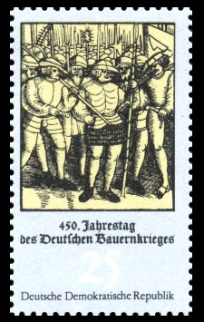 25 Pf Briefmarke: 450. Jahrestag des Deutschen Bauernkrieges