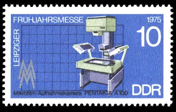 10 Pf Briefmarke: Leipziger Frühjahrsmesse 1975, Pentakta A100