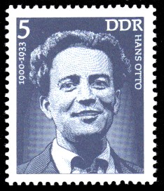 5 Pf Briefmarke: Bedeutende Persönlichkeiten, Hans Otto 5 Pf Briefmarke: Bedeutende Persönlichkeiten, Hans Otto