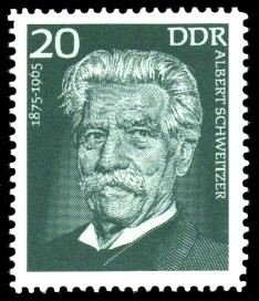20 Pf Briefmarke: Bedeutende Persönlichkeiten, Albert Schweitzer 20 Pf Briefmarke: Bedeutende Persönlichkeiten, Albert Schweitzer