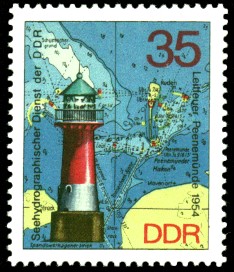 35 Pf Briefmarke: Leuchttürme der DDR, Leitfeuer Peenemünde 35 Pf Briefmarke: Leuchttürme der DDR, Leitfeuer Peenemünde