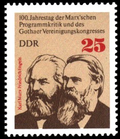 25 Pf Briefmarke: 100. Jahrestag der Marx’schen Programmkritik und des Gothaer Vereinigungskongresses