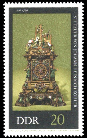 20 Pf Briefmarke: Alte Uhren, Stutzuhr