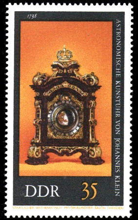 35 Pf Briefmarke: Alte Uhren, Astronomische Kunstuhr