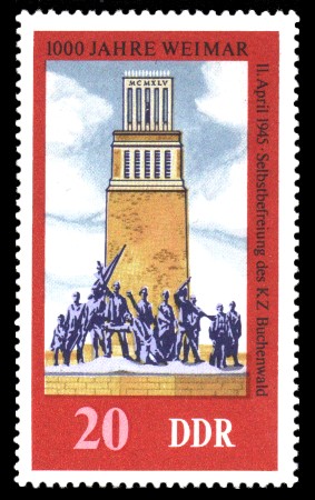 20 Pf Briefmarke: 1000 Jahre Weimar, Denkmal Buchenwald 20 Pf Briefmarke: 1000 Jahre Weimar, Denkmal Buchenwald