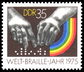 35 Pf Briefmarke: Welt-Braille-Jahr 1975, Blindenschrift