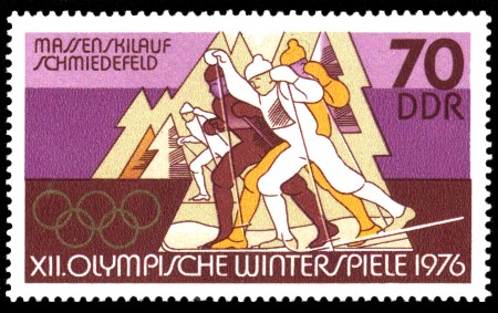 70 Pf Briefmarke: XII. Olympische Winterspiele, Skilauf 70 Pf Briefmarke: XII. Olympische Winterspiele, Skilauf