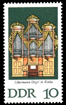 10 Pf Briefmarke: Silbermann-Orgeln (Rötha)