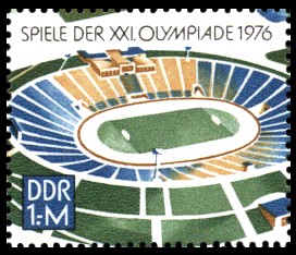 1 M Briefmarke: Spiele der XXI.Olympiade 1976, Zentralstadion Leipzig
