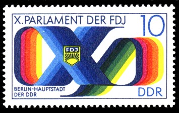 10 Pf Briefmarke: X. Parlament der FDJ 10 Pf Briefmarke: X. Parlament der FDJ