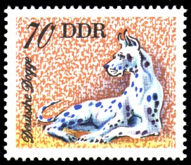 70 Pf Briefmarke: Hunde, Hunderassen, Deutsche Dogge