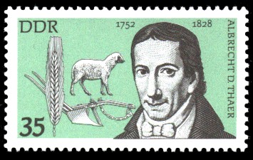 35 Pf Briefmarke: Bedeutende Persönlichkeiten, Albrecht D. Thaer 35 Pf Briefmarke: Bedeutende Persönlichkeiten, Albrecht D. Thaer