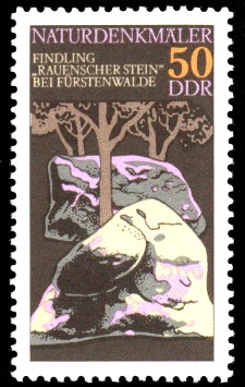 50 Pf Briefmarke: Naturdenkmäler, Rauenscher Stein 50 Pf Briefmarke: Naturdenkmäler, Rauenscher Stein