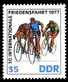 35 Pf Briefmarke: 30. Internationale Friedensfahrt 1977, Zielspurt 35 Pf Briefmarke: 30. Internationale Friedensfahrt 1977, Zielspurt