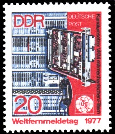 20 Pf Briefmarke: Weltfernmeldetag 1977 20 Pf Briefmarke: Weltfernmeldetag 1977