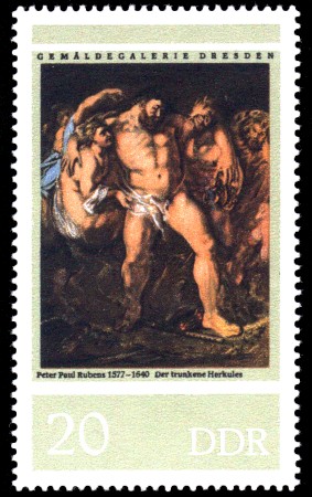 20 Pf Briefmarke: Gemäldegalerie Dresden, Rubens, trunkener Herkules